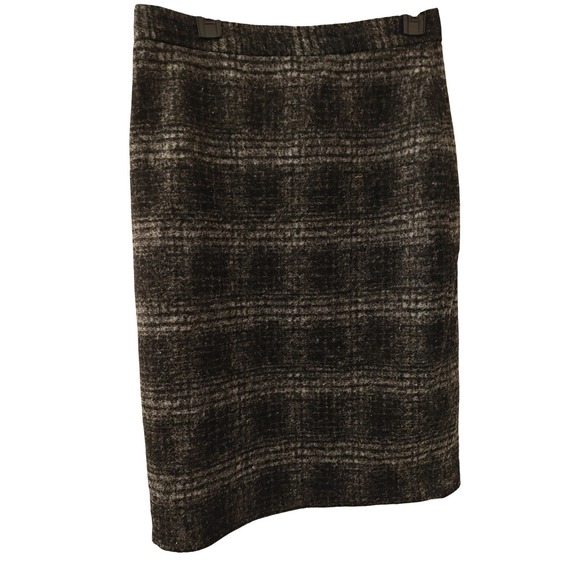 Banana Republic Dresses & Skirts - Pencil Skirt Charcoal Grey Black Plaid Wool Blend Banana Republic Size 10